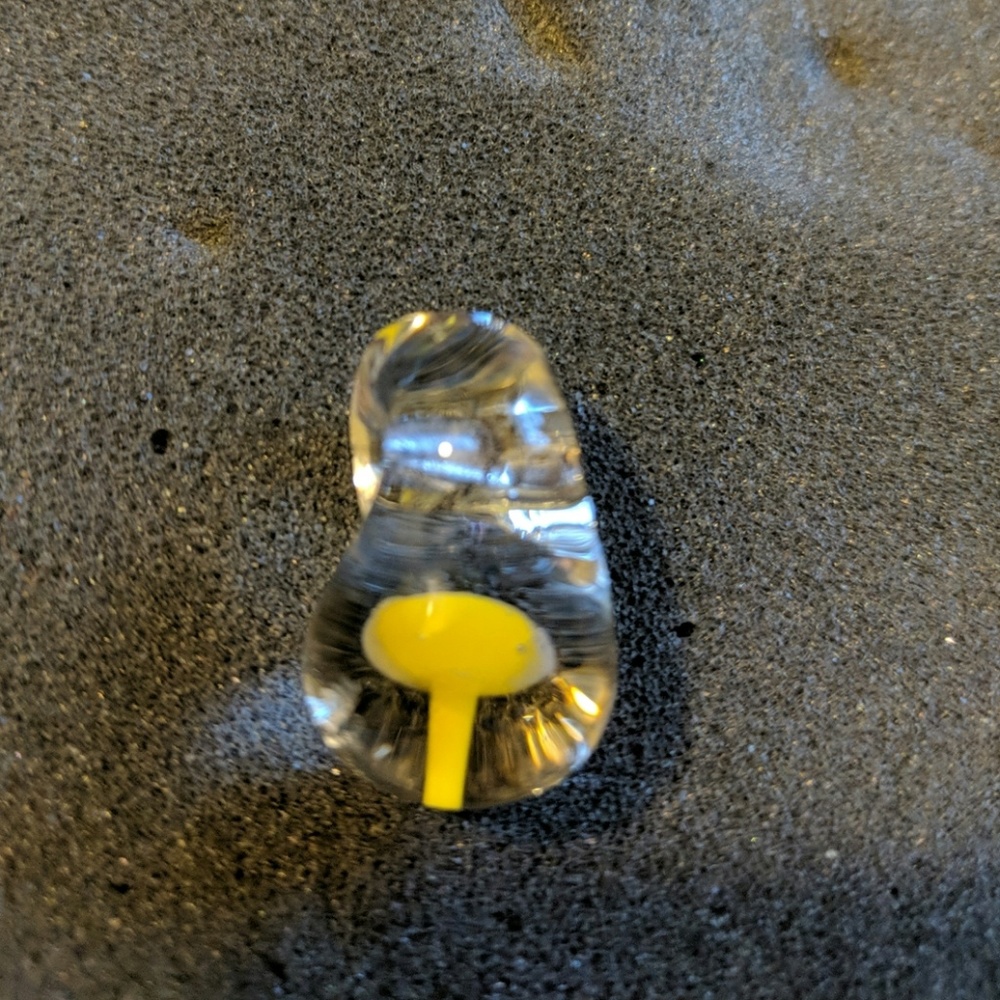 Yellow handmade glass mushroom pendant